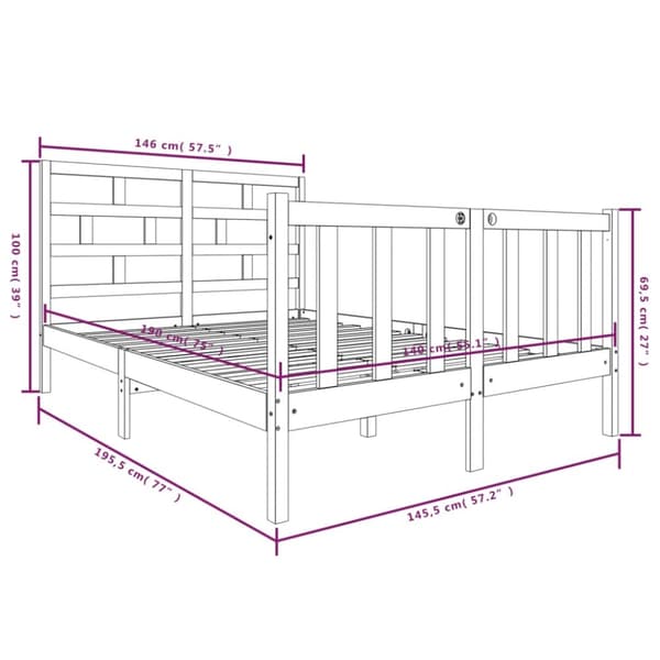vidaXL sengeramme 140x190 cm massivt træ - Senge & sengeramme