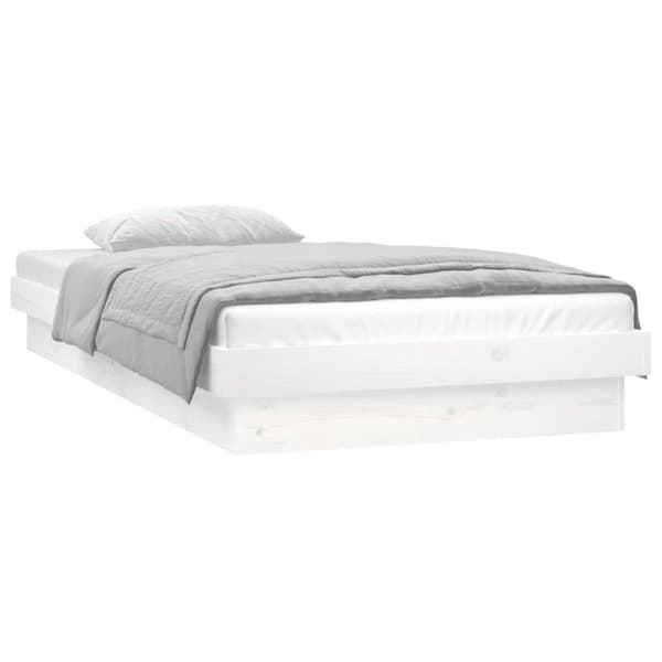 vidaXL sengeramme med LED-lys 90x200 cm massivt træ hvid - Senge & sengeramme