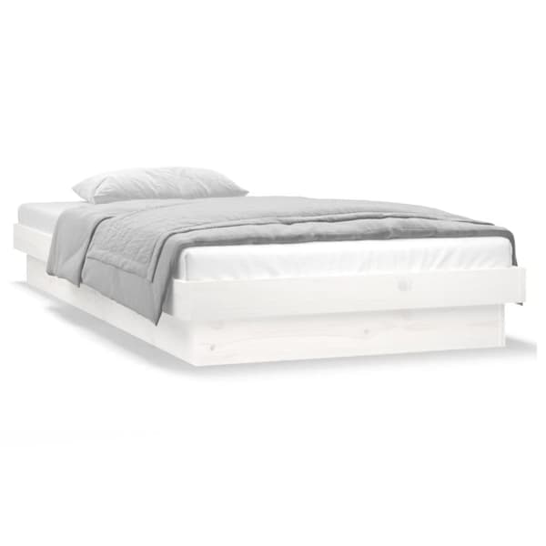 vidaXL sengeramme med LED-lys 90x200 cm massivt træ hvid - Senge & sengeramme
