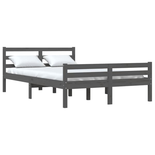 vidaXL sengeramme 135x190 cm Double massivt fyrretræ grå - Senge & sengeramme