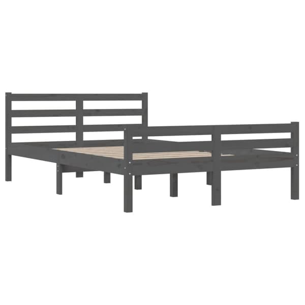 vidaXL Sängynrunko harmaa täysi mänty 135x190 cm Double -  Sängyt & sängynrungot