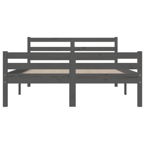 vidaXL Sängynrunko harmaa täysi mänty 135x190 cm Double -  Sängyt & sängynrungot