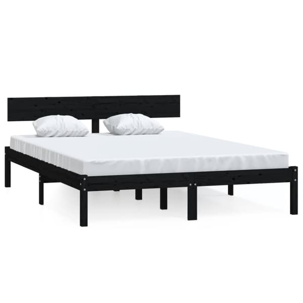 vidaXL sengeramme 120x200 cm massivt fyrretræ sort -  Senge & sengeramme