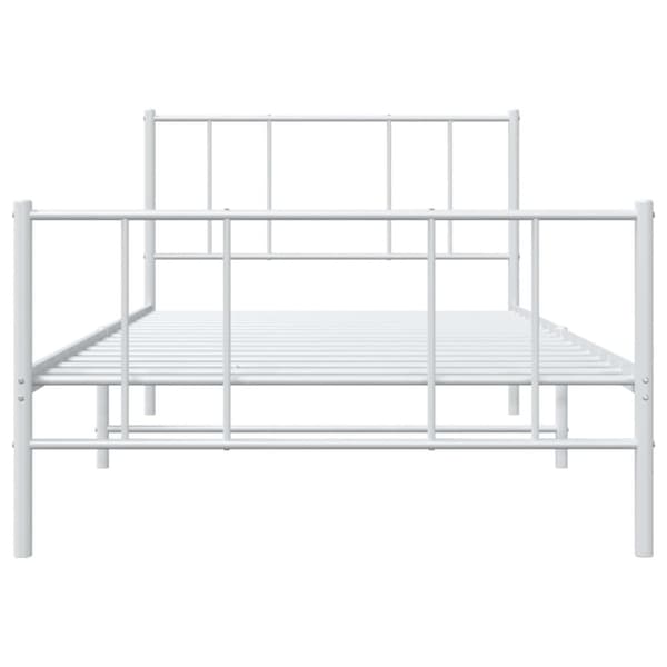 vidaXL sengeramme med sengegavl og fodgærde 80x200 cm metal hvid -  Senge & sengeramme