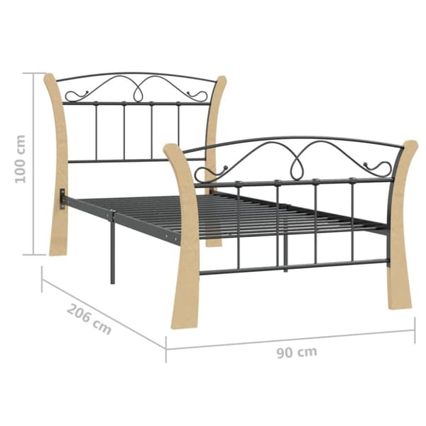 vidaXL sengestel 90x200 cm metal sort -  Senge & sengeramme