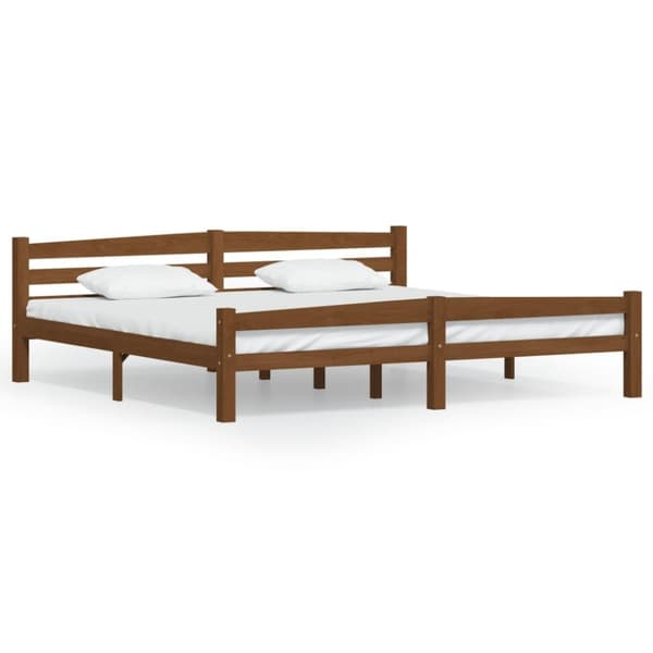 vidaXL sengestel 200x200 cm massivt fyrretræ gyldenbrun - Senge & sengeramme