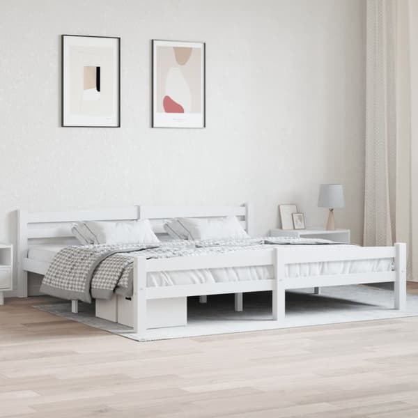 vidaXL sengestel 200x200 cm massivt fyrretræ hvid - Senge & sengeramme