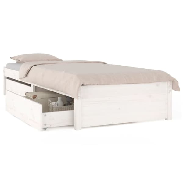 vidaXL Sängram med lådor vit 100x200 cm -  Sängar & sängramar
