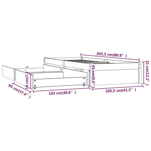vidaXL Sängram med lådor vit 100x200 cm -  Sängar & sängramar