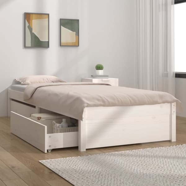 vidaXL Sängram med lådor vit 100x200 cm - Sängar & sängramar