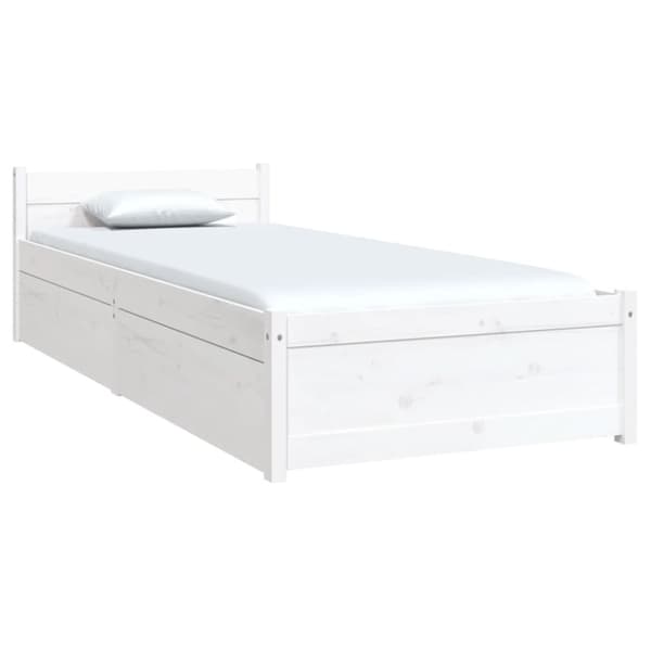 vidaXL sengeramme med skuffer 75x190 cm Small Single hvid - Senge & sengeramme