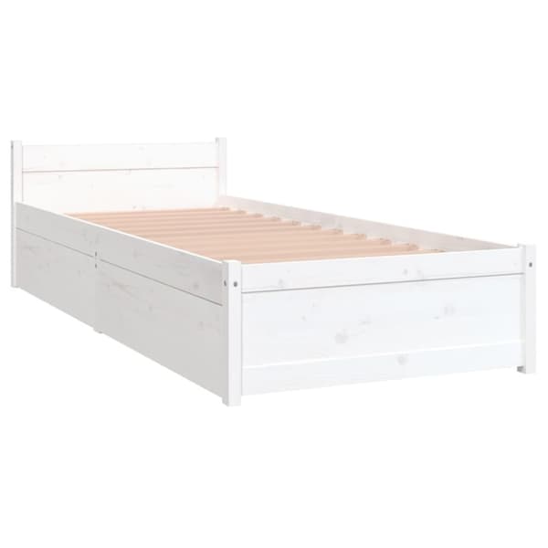 vidaXL sengeramme med skuffer 75x190 cm Small Single hvid - Senge & sengeramme