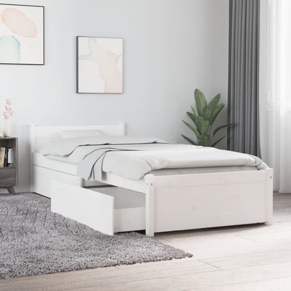 vidaXL sengeramme med skuffer 75x190 cm Small Single hvid - Senge & sengeramme