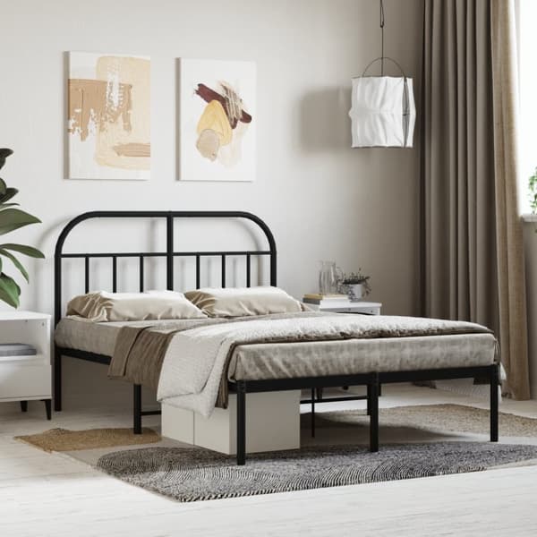 vidaXL sengeramme med sengegavl 120x200 cm metal sort - Senge & sengeramme