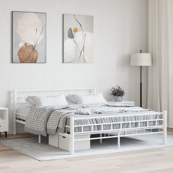 vidaXL sengestel 160 x 200 cm metal hvid -  Senge & sengeramme