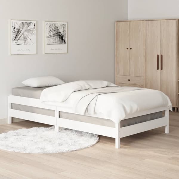 vidaXL Pinottava sänky valkoinen 80x200 cm täysi mänty - Sängyt & sängynrungot