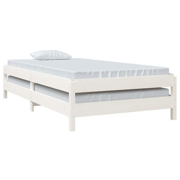 vidaXL Pinottava sänky valkoinen 80x200 cm täysi mänty - Sängyt & sängynrungot
