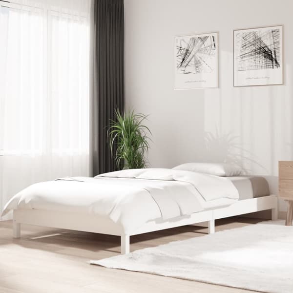 vidaXL Pinottava sänky valkoinen 80x200 cm täysi mänty - Sängyt & sängynrungot