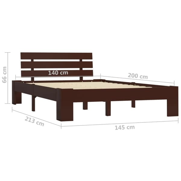 vidaXL sengestel massivt fyrretræ 140 x 200 cm mørkebrun - Senge & sengeramme
