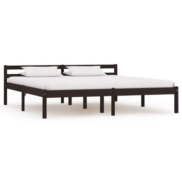 vidaXL sengestel massivt fyrretræ 160 x 200 cm mørkebrun -  Senge & sengeramme