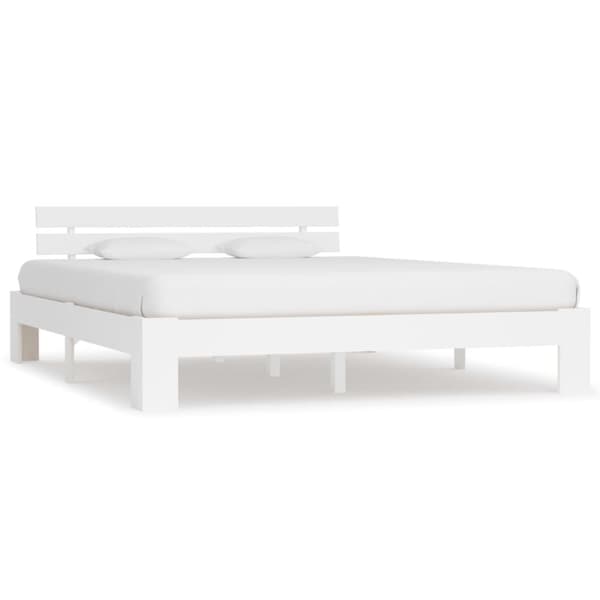 vidaXL sengestel massivt fyrretræ 180 x 200 cm hvid -  Senge & sengeramme