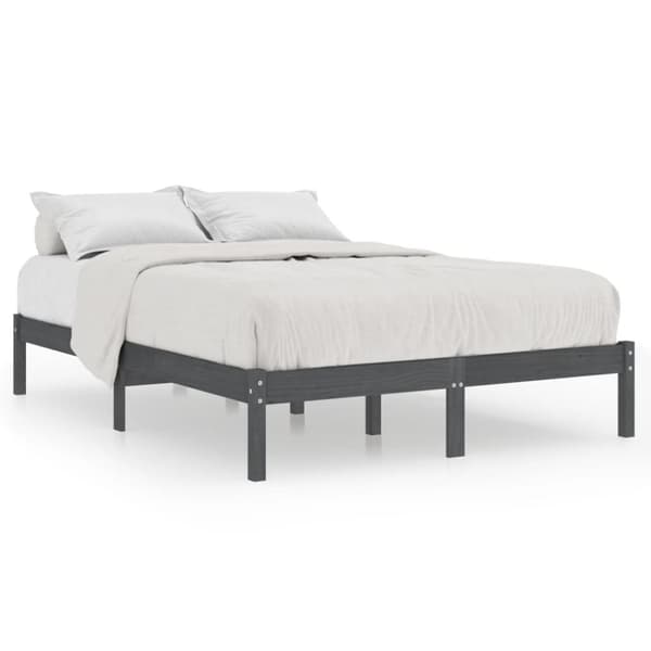 vidaXL sengestel 200x200 cm massivt fyrretræ grå - Senge & sengeramme