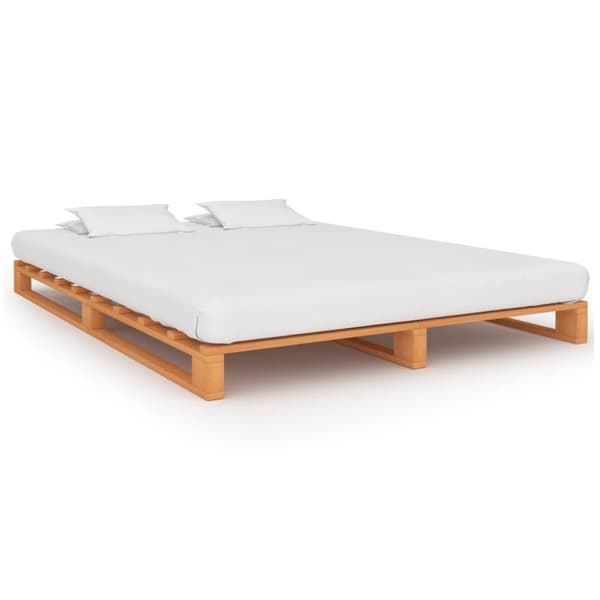 vidaXL palleseng massivt fyrretræ 200 x 200 cm brun -  Senge & sengeramme