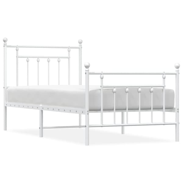 vidaXL sengeramme med sengegavl og fodgærde 90x190 cm metal hvid - Senge & sengeramme
