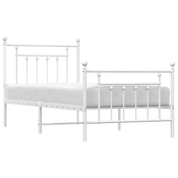 vidaXL sengeramme med sengegavl og fodgærde 90x190 cm metal hvid -  Senge & sengeramme