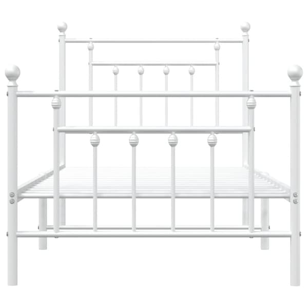 vidaXL sengeramme med sengegavl og fodgærde 90x190 cm metal hvid - Senge & sengeramme