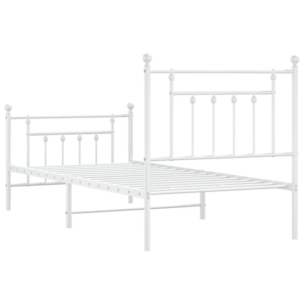 vidaXL sengeramme med sengegavl og fodgærde 90x190 cm metal hvid - Senge & sengeramme