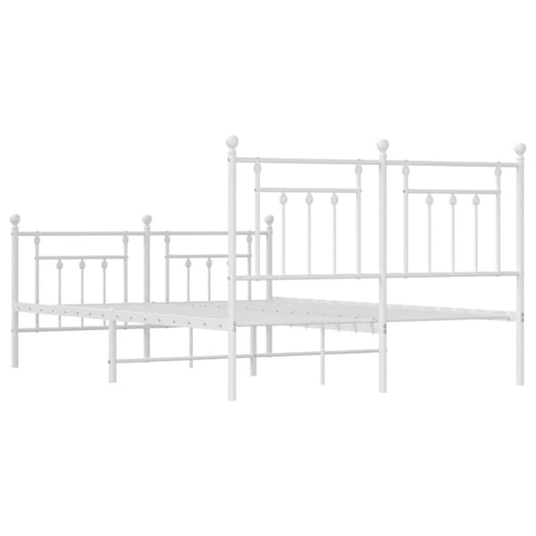 vidaXL sengeramme med sengegavl og fodgærde 140x190 cm metal hvid - Senge & sengeramme