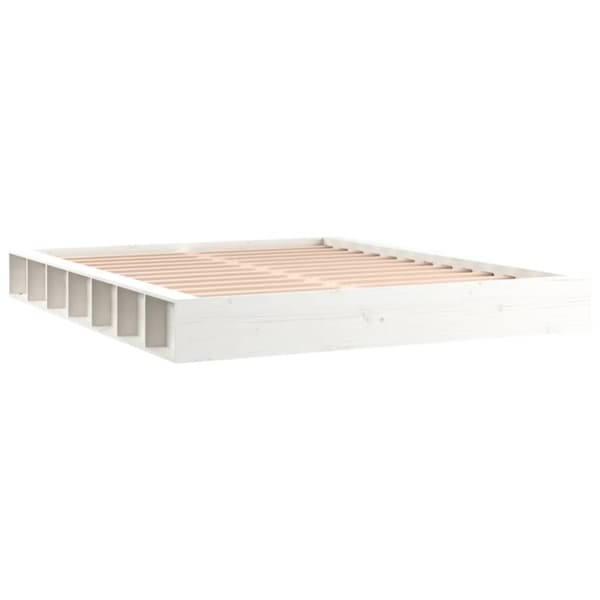 vidaXL sengeramme 140x200 cm massivt træ hvid -  Senge & sengeramme