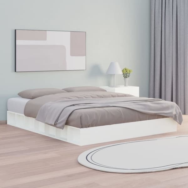 vidaXL sengeramme 140x200 cm massivt træ hvid -  Senge & sengeramme