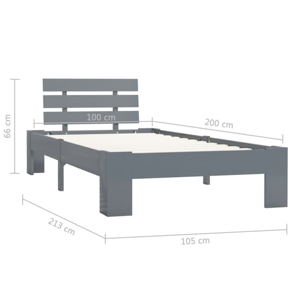 vidaXL sengestel massivt fyrretræ 100 x 200 cm grå - Senge & sengeramme