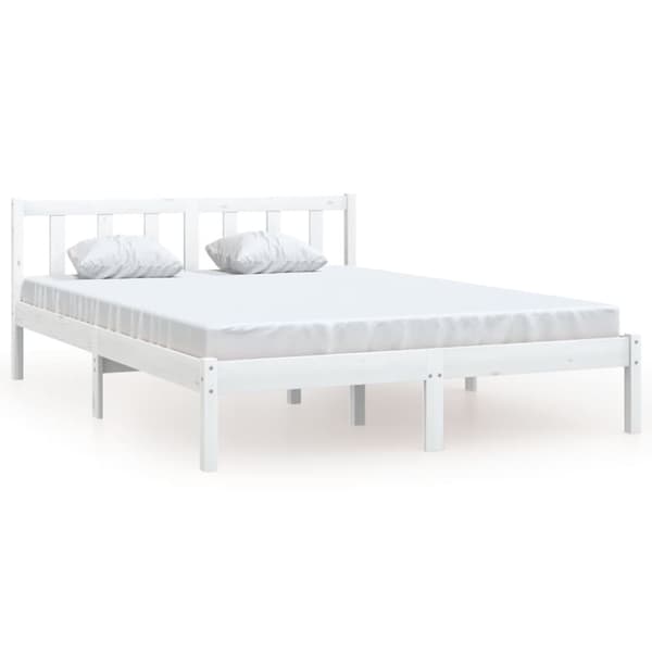vidaXL sengestel 120x190 cm Small Double massivt fyrretræ hvid - Senge & sengeramme