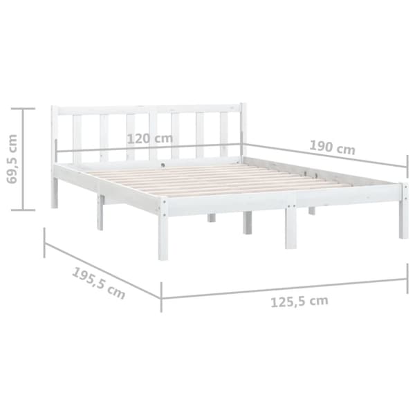 vidaXL sengestel 120x190 cm Small Double massivt fyrretræ hvid - Senge & sengeramme
