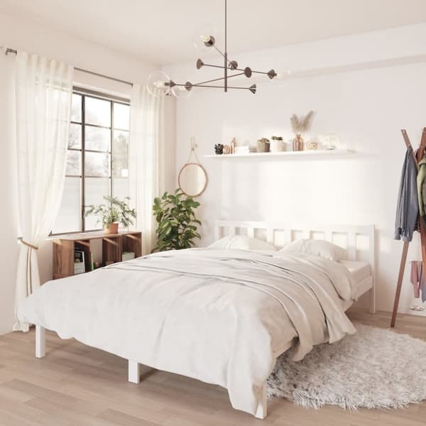 vidaXL sengestel 120x190 cm Small Double massivt fyrretræ hvid - Senge & sengeramme