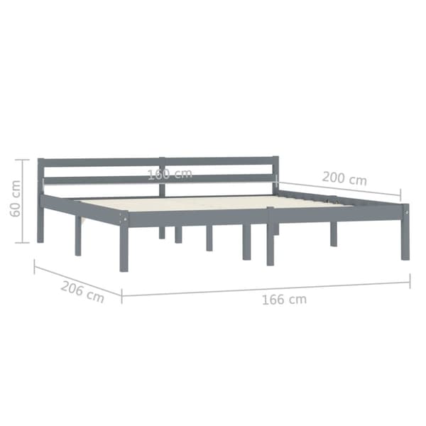 vidaXL sengestel massivt fyrretræ 160 x 200 cm grå -  Senge & sengeramme