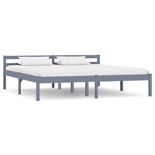 vidaXL sengestel massivt fyrretræ 160 x 200 cm grå -  Senge & sengeramme