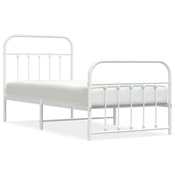 vidaXL sengeramme med sengegavl og fodgærde 90x190 cm metal hvid -  Senge & sengeramme