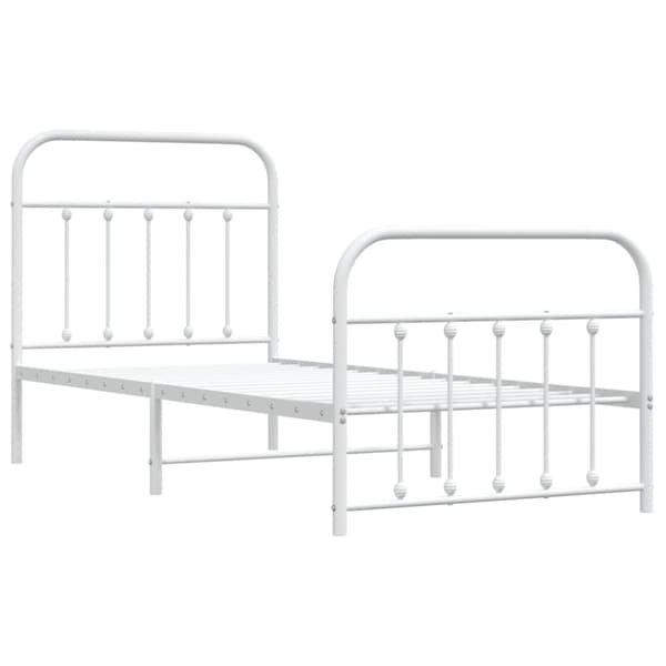 vidaXL sengeramme med sengegavl og fodgærde 90x190 cm metal hvid -  Senge & sengeramme