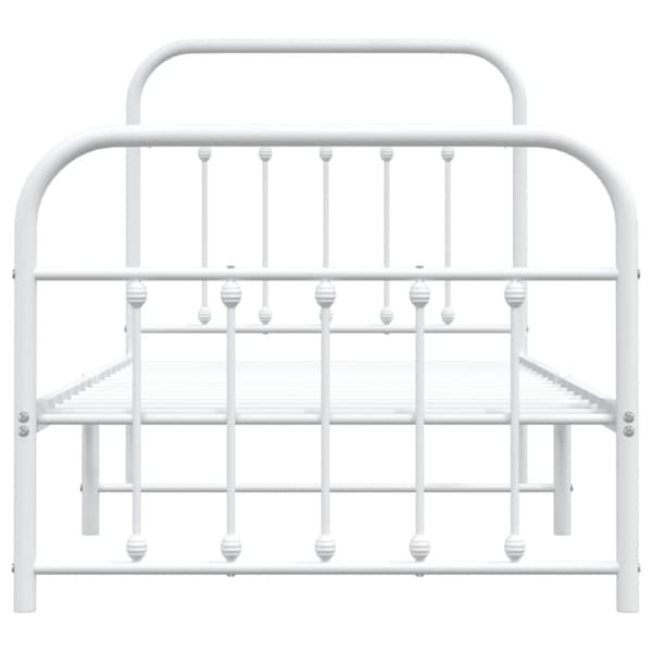 vidaXL sengeramme med sengegavl og fodgærde 90x190 cm metal hvid -  Senge & sengeramme