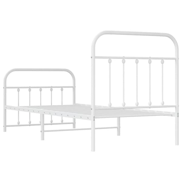 vidaXL sengeramme med sengegavl og fodgærde 90x190 cm metal hvid -  Senge & sengeramme