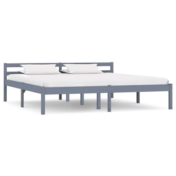 vidaXL sengestel massivt fyrretræ 180 x 200 cm grå - Senge & sengeramme