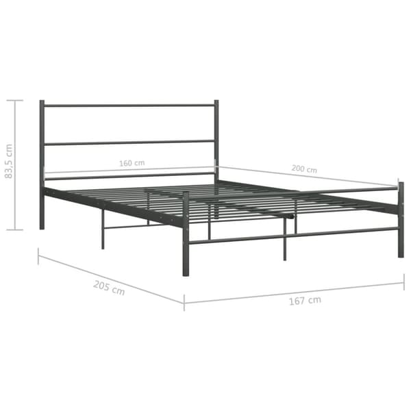 vidaXL sengestel 160 x 200 cm metal grå - Senge & sengeramme