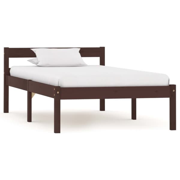 vidaXL sengestel massivt fyrretræ 100 x 200 cm mørkebrun -  Senge & sengeramme