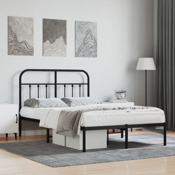 vidaXL sengeramme med sengegavl 120x200 cm metal sort -  Senge & sengeramme