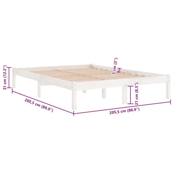vidaXL sengestel 200x200 cm massivt fyrretræ hvid - Senge & sengeramme