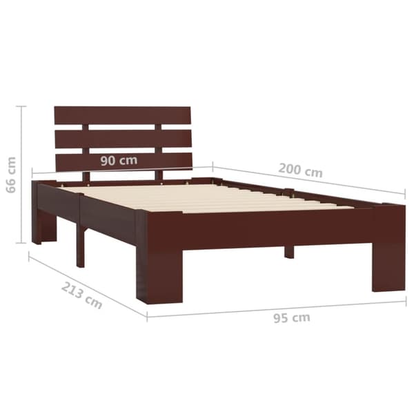 vidaXL Sängram mörkbrun massiv furu 90x200 cm - Sängar & sängramar